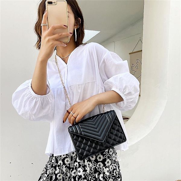 Liten crossbody-väska, söt liten damhandväska med kedjerem White
