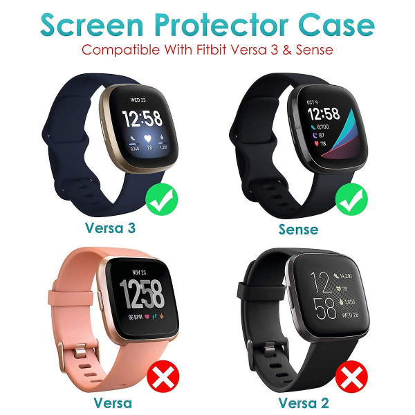 Yhteensopiva Fitbit Sense/versa 3 -näytönsuojan kanssa Tpu-pinnoitettu täyspeittävä näytön puskurisuojakotelo Black