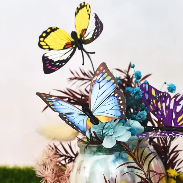 50 st färgglada fjärilar Trädgårdskrukor Nyckfulla fjärilsstakar Utomhusdekor Blomkrukor Dekoration
