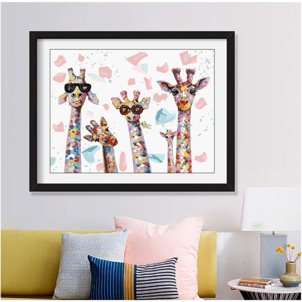 Giraffe Fuld Diamant 5D Diamantmaleri Kit til Voksne, Tegneserie Dyr Giraf Soveværelse Diamant Kunst Kit til Voksne eller Børn 11,8x15,7 tommer
