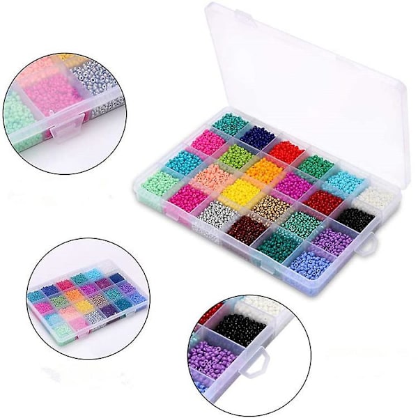 24 rutnät glaspärlor lösa pärlor bakningslackpärlor färgglada hirsfröpärlor set 2mm 24000pcs