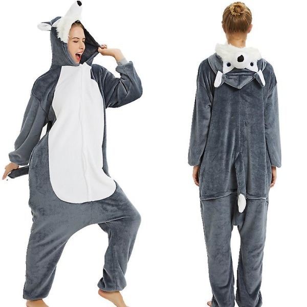 Unisex Flanell Djurpyjamas En-delad Nattkläder Hoodie Sovkläder Fest Cosplay Djur Siamese Pyjamas M