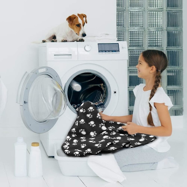 Valpfilt Kudde Hund Katt Fleece Filtar Husdjur Sovmatta Pad Black