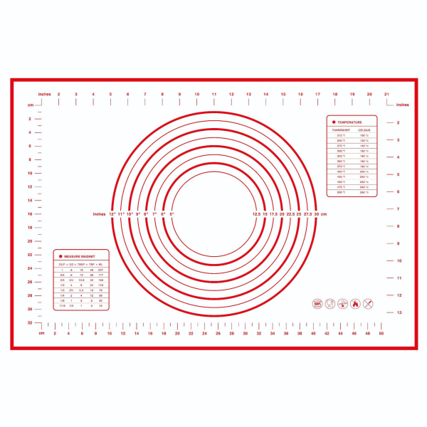 Silikoninen leivonta-alusta 100 % liukumaton, tiskialusta mittauksella, taikinan kaulinta-alusta, piirakkakuoren alusta 16 x 24 tuumaa