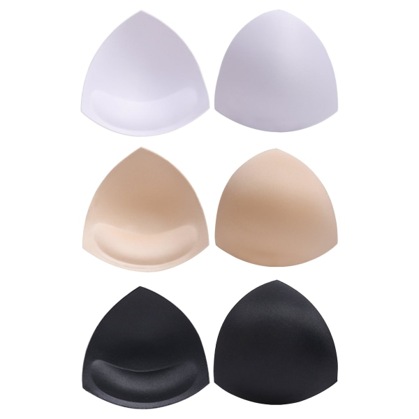 3 par bröstkuddar, triangulär form bikini pad, bh-inlägg, push up pad, 3 färger