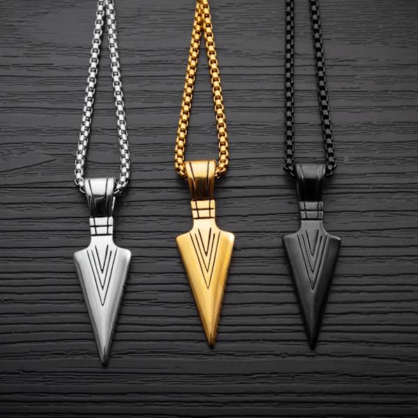 Kreativ personlig spjutspets hänge street fashion hip-hop stil titanstål halsband herr svart