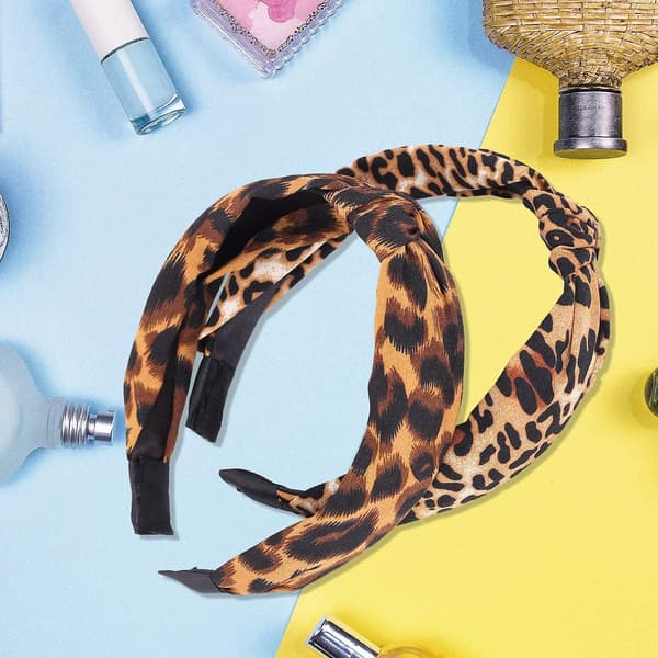 2 stk. hårbånd med leopardprint, sløjfe og kryds