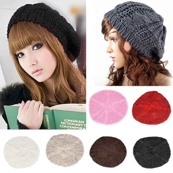 Damer Afslappet Almindelig Strikket Hue Visor Hat Ski Vinter Varm Sketch Cap pink