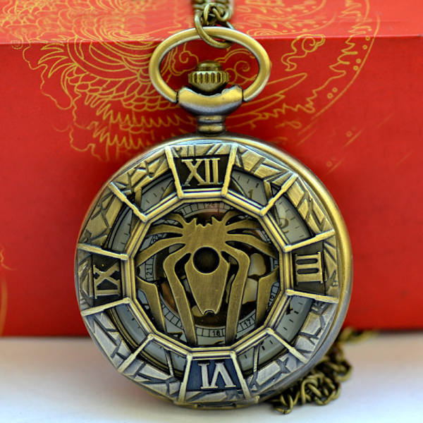 Quartz Lommeur med Kæde i Bronze - Skorpion Lommeur - Krabbe Lommeur - Romersk Skala