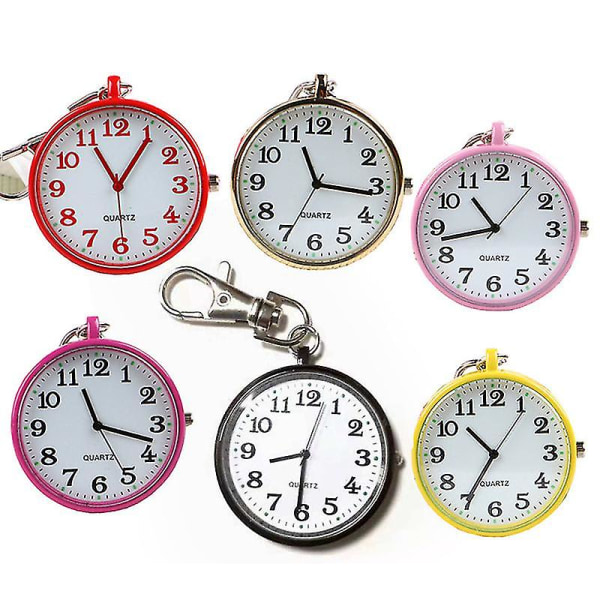 Quartz Pocket Watch Keychain Clocks Round Dial Portable Simple Pendant For Women Men