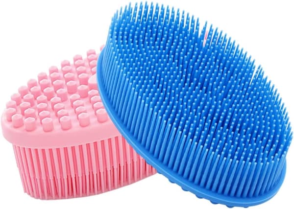 2-pack silikonborste för kropp och ansikte, rosa + blå