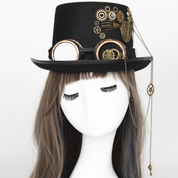 Steampunk Top Hat Gear Gotiske Briller Retro Heavy Industry Hat Hovedbeklædning