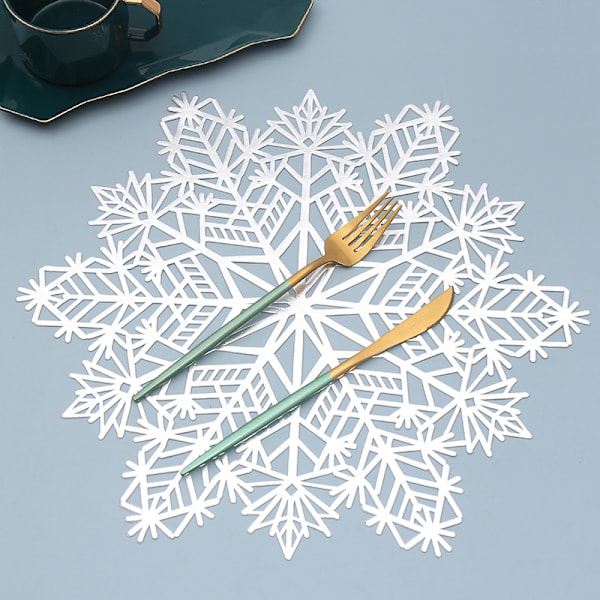 6 stycken snöflinga matta PVC guld stämpling silver ihålig mattor värmeisolering mattor grossist gränsöverskridande guld + silver