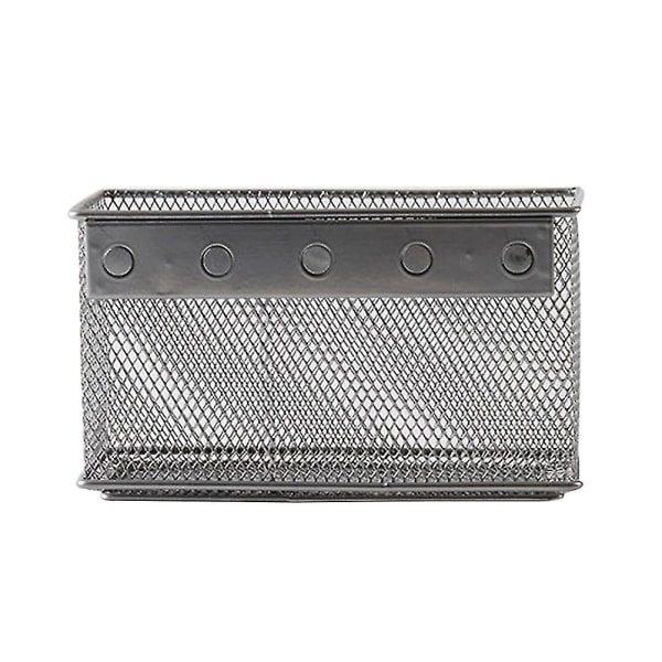 Multifunction Magnet Adsorbing Iron Mesh Storage Box Refrigerator Hollow Metal Net Holder Storage Basket Rack(silver, Medium)