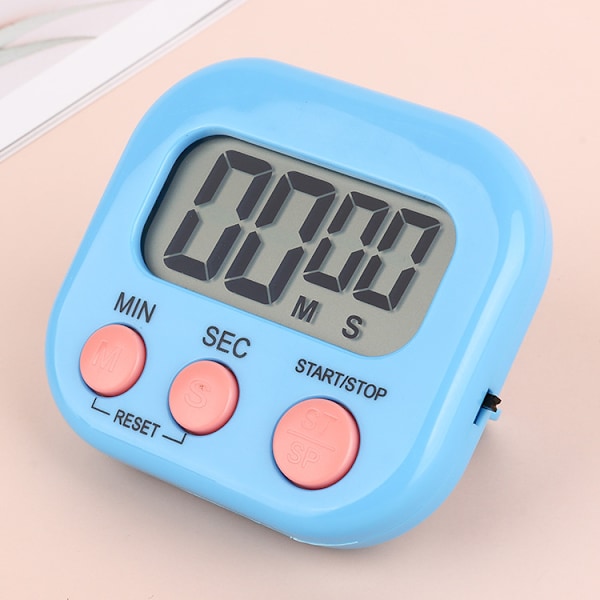 Magnetisk køkkentimer med stort LCD-display (blå), timere til madlavning, studier, høj alarm og nedtælling