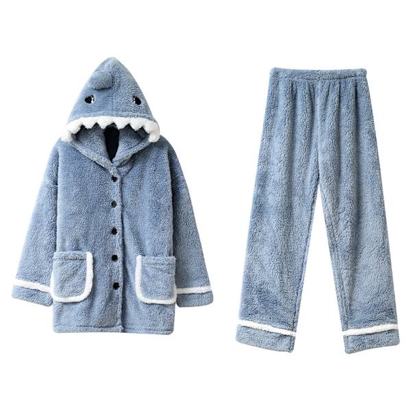 Hjemmekjole Høst og Vinter Flanell Dyrehode Hjem Coral Ull Todelt Dress Tykk Pyjamas Menn, L