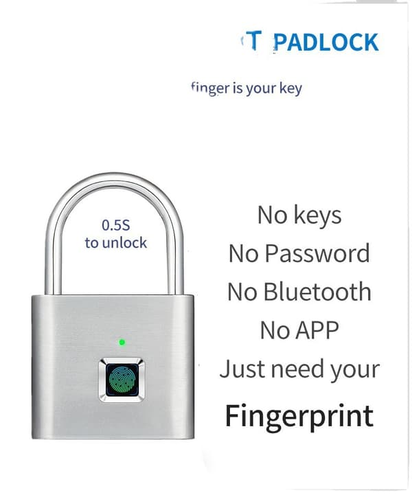 Ulkoälykäs sormenjälkilukko Vedenpitävä Bluetooth-lukko Sormenjälkipadlock Hopea