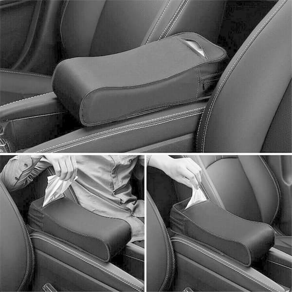 Bilarmlene Pude Pude Skinn Memory Foam Senterkonsoll Lokk Stroage Box Deksel