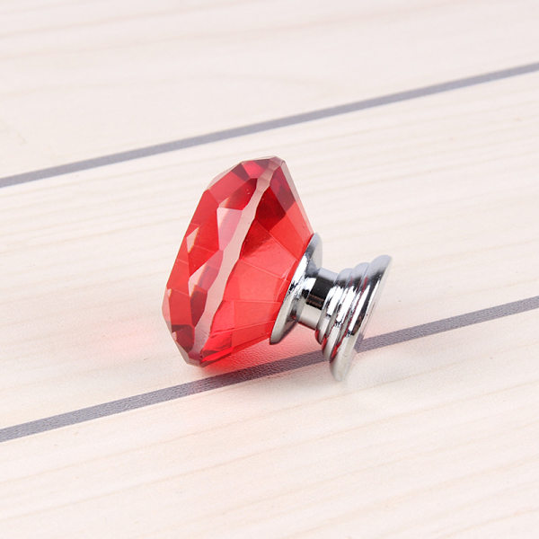 10 röda kristallglas diamant handtag skåpdörr handtag kristall dörrhandtag 30mm