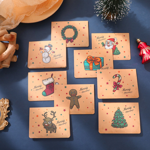 18 jule lykønskningskort retro kreative kort kuvert sæt ønsker halv-off kort