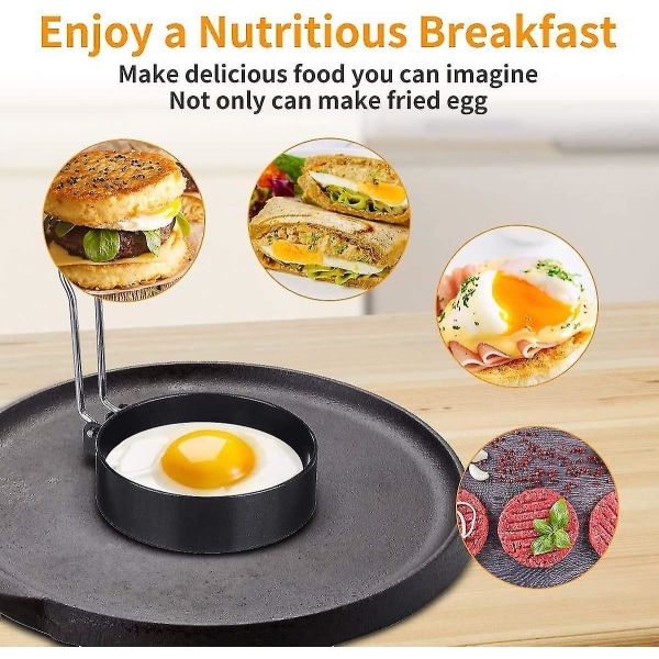 2-pack äggringar, non-stick äggringar, pocherade äggringar, äggfriteringsringar (10,2 cm 2,1 cm)