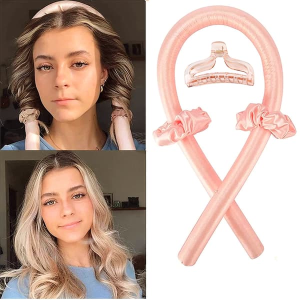 Pink Farve Varmeløse Krøller, Hårkrøller Varmeløs Krøllestang Pandebånd Hårruller til Langt Hår Store Krøller DIY Hårstyling Værktøjer til Langt Medium Hår