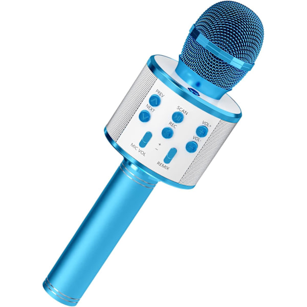 Mikrofon för barn, trådlös Bluetooth-karaokemikrofon för vuxna, bärbar karaokemaskin, födelsedagspresent till pojkar och flickor blå
