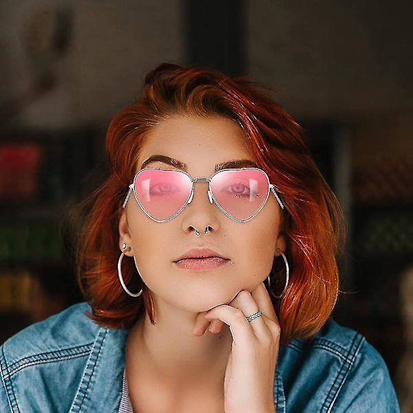 2 par lyserøde hippie-solbriller i retro-hippie-stil til hippie-kostume