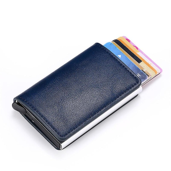 Blå Kreditkortshållare Plånbok Herr Kvinnor Bankkortshållare Plånbok Retro Läderplånbok
