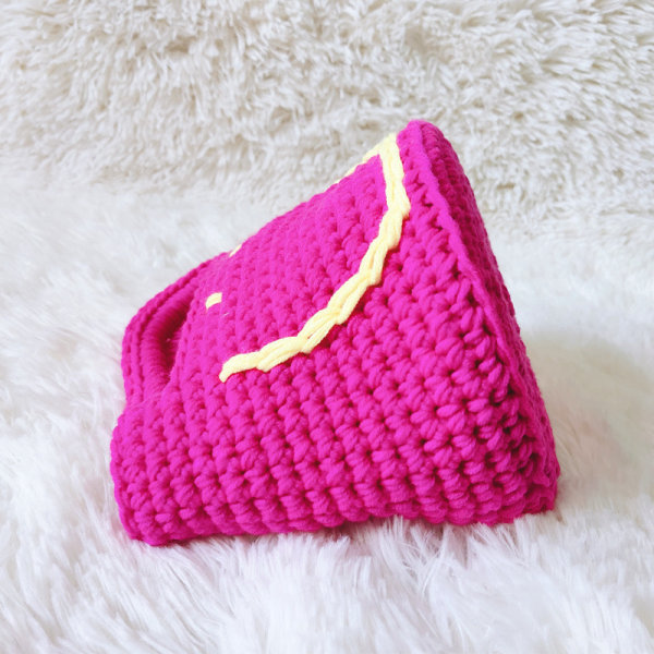 Strikkeveske ren håndstrikket ull smiley smiley bag søt godteri farge magenta fasjonabel rose farge