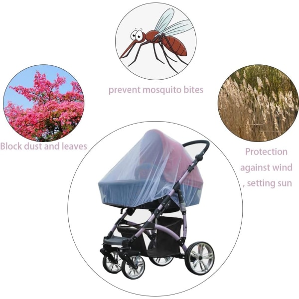 Universal myggnät för barnvagnar med stora krypterade myggnät för barnvagnar