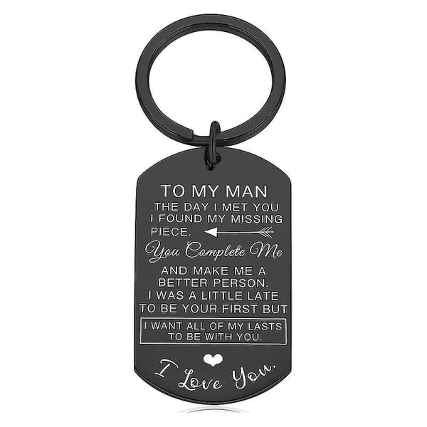 Till min man och till mina kvinnor Nyckelring Presenter till make fru nyckelring BLACK TO MY MAN