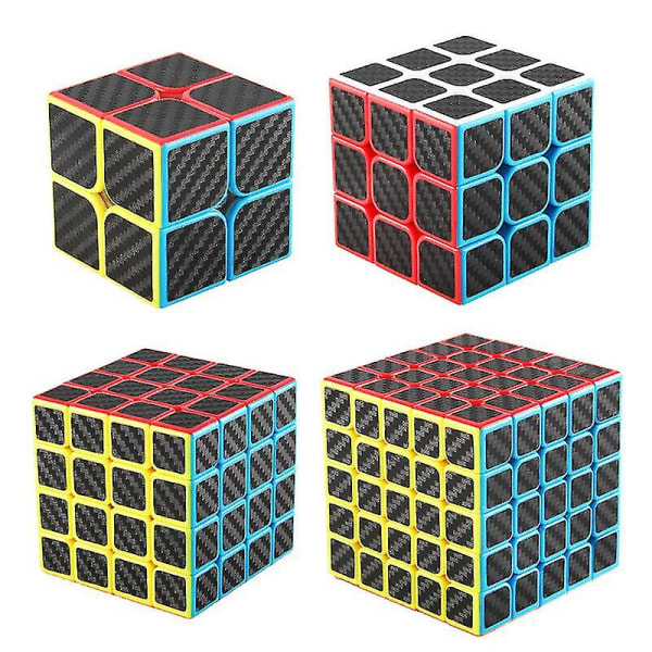 Kolfiber kubisk kolfiber klistermärke Speed ​​Cube med svart klistermärke pussel 3x3x3