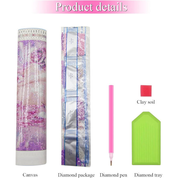 5D Diamantmålning Set för Vuxna Rosa Ros Fe Diamantkonst Set Vuxen Diamantprick Set Full Diamant Inlagd Dekoration Set