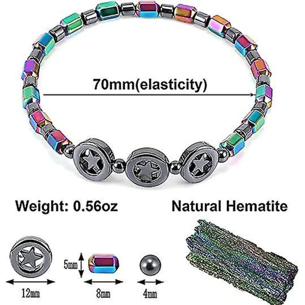 Magnetisk smal hematit fotlänk, 2 st naturlig magnetisk sten fotlänk för kvinnor Anti svullnad hematit magnetisk bantning fotlänk Magnetisk terapi fotlänk