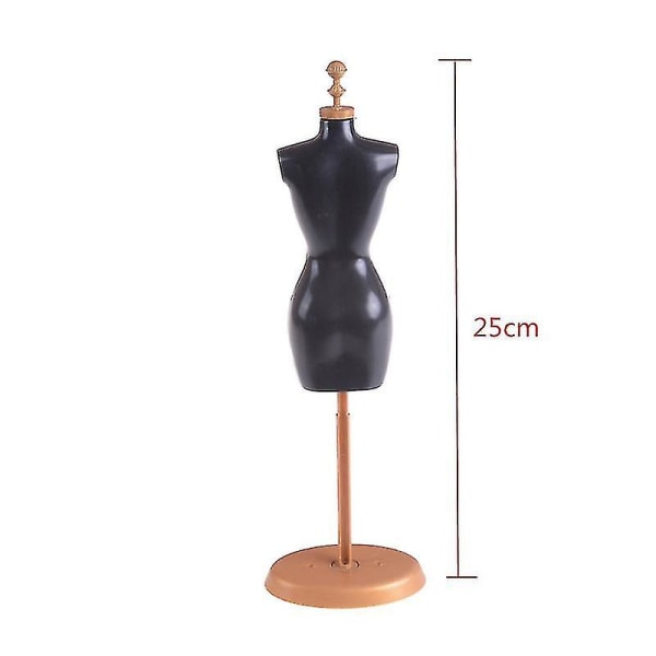 Svart skyltdocka stativmodell för dockkläder klänning klänning displayhållare 25cm Black
