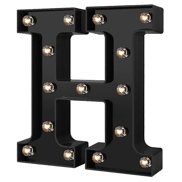Nydesignede LED-bogstavlys 26 alfabet sorte dekorative Marquee-lamper til bryllupsfest H