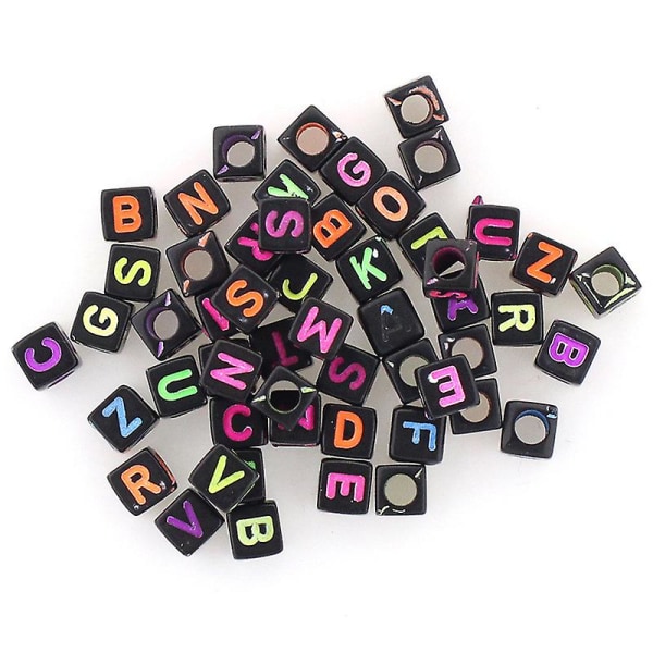 500 st kubade flerfärgade alfabet, ponnypärla för barn, konst och hantverk och smyckestillverkning E