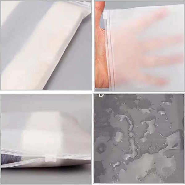 100 stk. Opbevaringspladsbesparende Tøjposer Frosted Plastic Zip-lock Beklædningsposer Rejseforsegling Opbevaringsposer 20x30cm