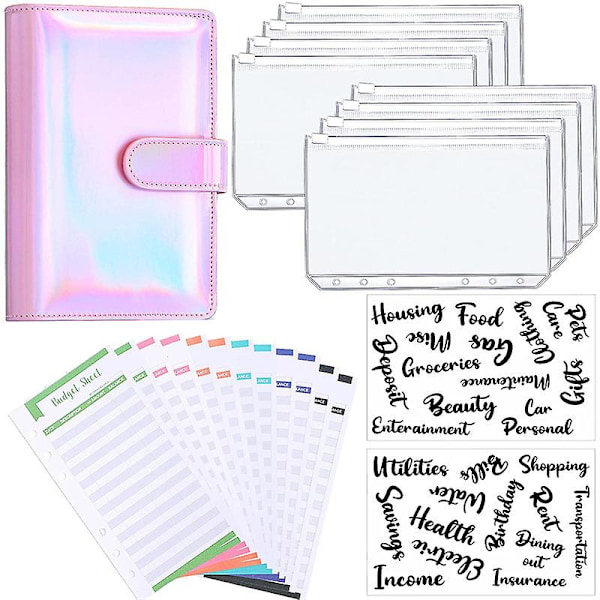 A6 pärm Budget Planner Notebook Omslag Mapp Laser pink