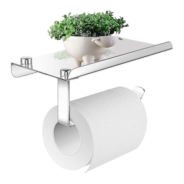 Toiletpapirholder med telefonhylde, rustfrit stål poleret krom
