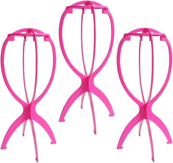 Perukstativ, Perukhuvudstativ för Flera Peruker, 3-Pack Pink