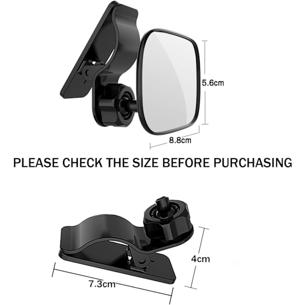 Baby Car Mirror, 360° Rotation Baby Car Rear View Mirror, Baby Rear View Mirror with Clip, Baby Monitoring for Rear Seat for Wide View Safety Rear Seats