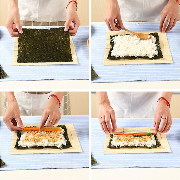 Sushi Maker Kit Rismjöl Rulleform Diy Kök Mögel Rullematta Risspade Set Sushi Verktyg Hälsosamma Bambu Rullmattor