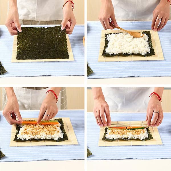 Sushi Maker Kit Risrullform DIY Kjøkkenform Rullematte Rispadlesett Sushiverktøy Sunne Bambusrullematter