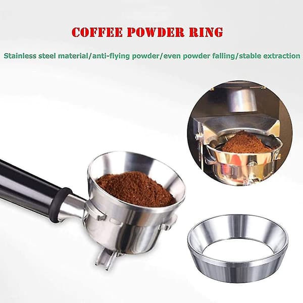 Espresso doseringstratt, magnetisk doseringsring i rostfritt stål för kaffe 51 mm