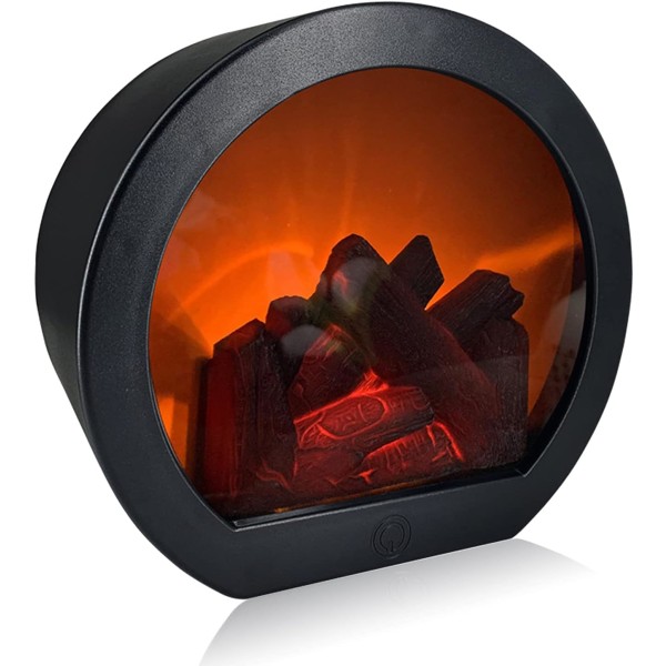 Dekorativ eldstadslykta, simuleringslogg Flameffekt LED eldstadsljus, pekbrytare och USB driven eldstadslykta för jul Heminredning