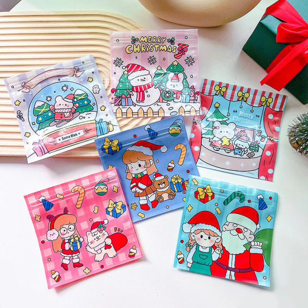 120 söta flickor Snack Ziplock påsar Merry Christmas Cookie Candy Bags