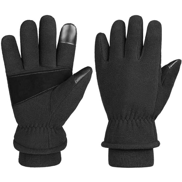 Vinterhandsker Touchscreen Handske Palm Patch Isoleret Fleece Thermal til mænd og kvinder Sort，XL