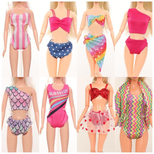 8-delad docka baddräkt sommar strand baddräkt bikini set simleksak klä upp